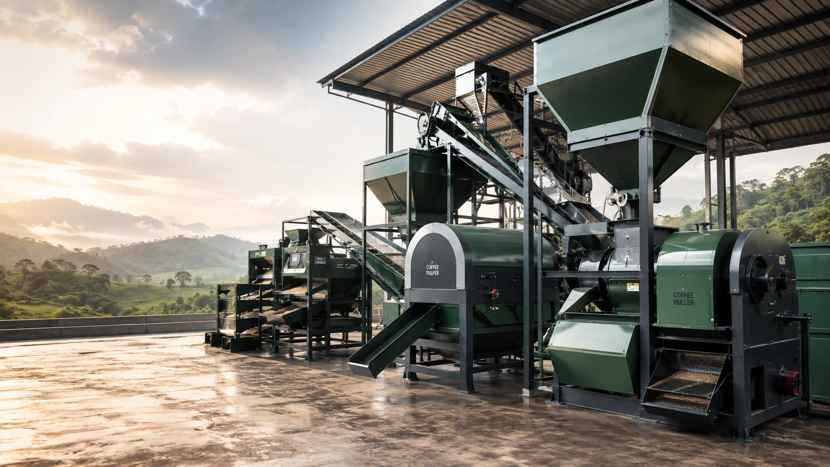 Primary coffee processing plant